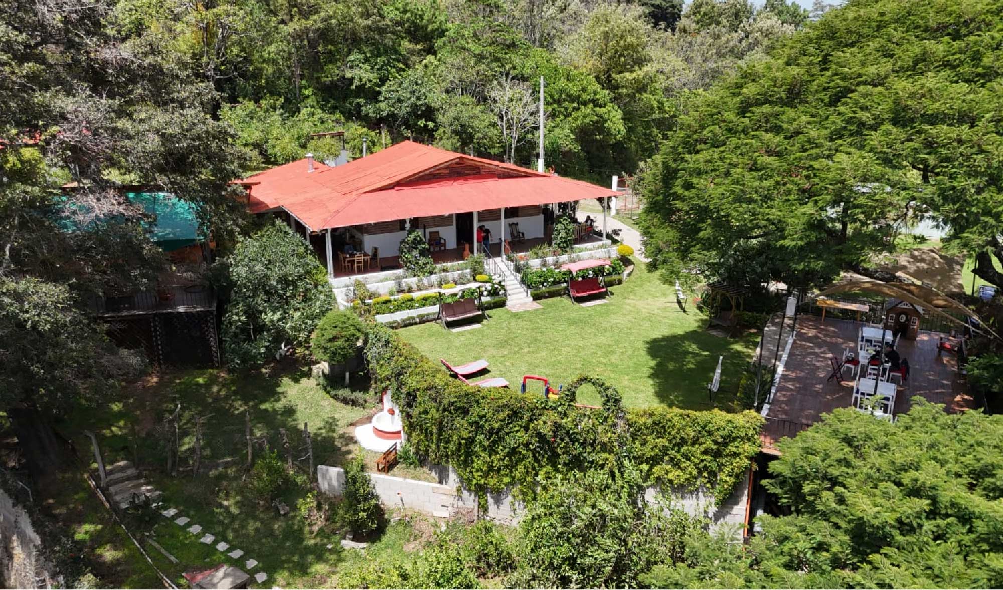 Vista aérea del jardín de eventos de Mirador de San Miguel